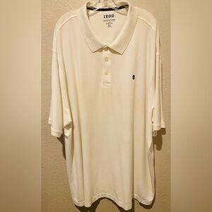 Izod Men's Polo Shirt in Cream with Small Navy Logo